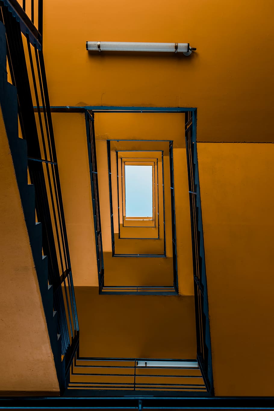 low angle photography of stairs, photography of stair, perspective HD wallpaper