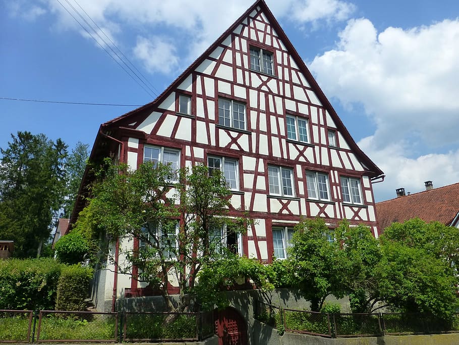 truss, historically, ittendorf, plant, tree, built structure HD wallpaper