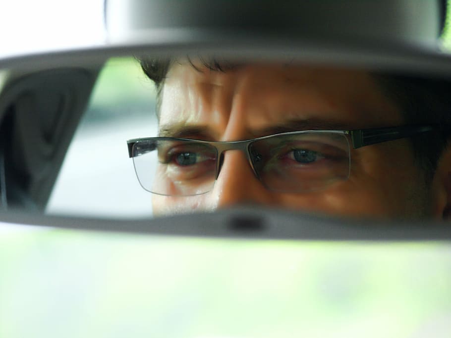 eye, mirror, dude, car, one Person, people, driving, adult HD wallpaper
