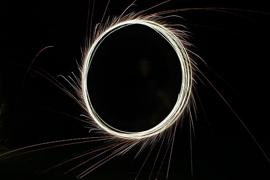 Sparkler, Light Art, District, Night, black Color, abstract HD wallpaper