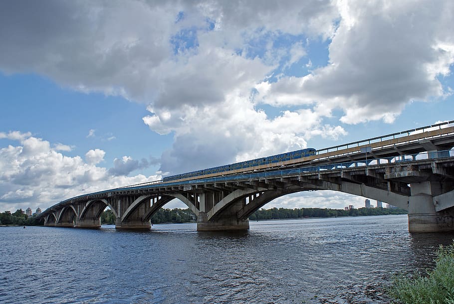 ukraine, kiev, kyiv, dnieper, metro bridge, connection, bridge - man made structure, HD wallpaper
