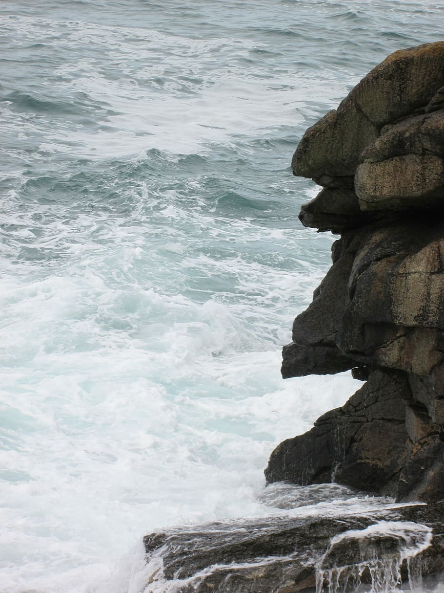 Sea, Ocean, Seaside, Atlantic, shore, france, nature, wild coast HD wallpaper