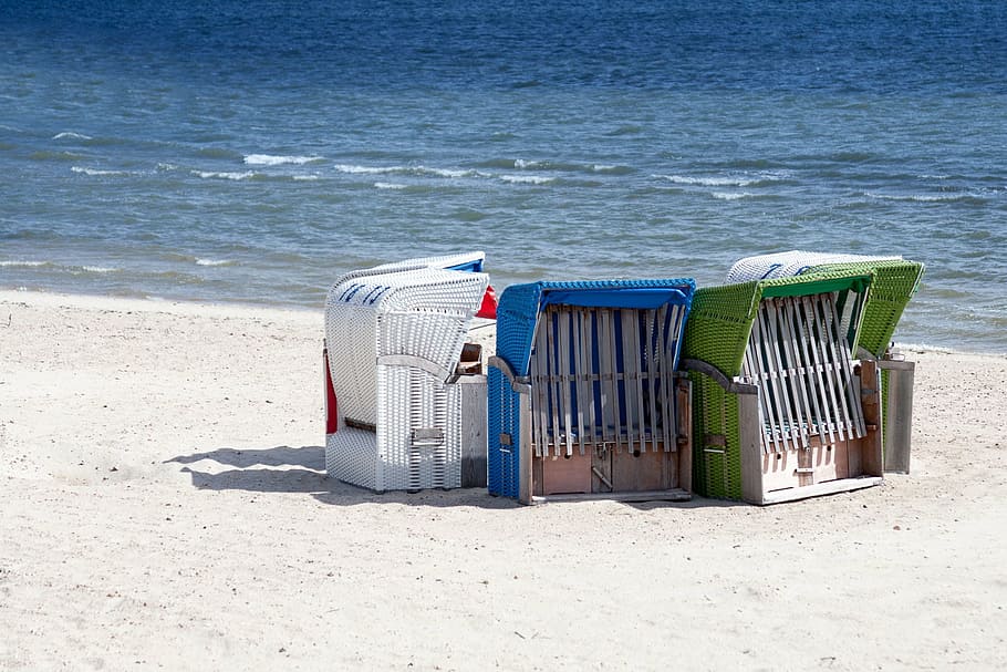 clubs, sea, sand, north sea, coast, beach, beach chair, baltic sea, HD wallpaper