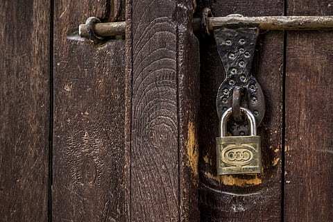 door, padlock, wall, wood, texture, paint, bar, iron, color HD wallpaper