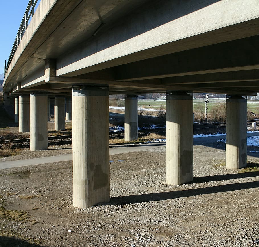 Pillar, Bridge, Road, Road Construction, high bridge, bridge piers HD wallpaper
