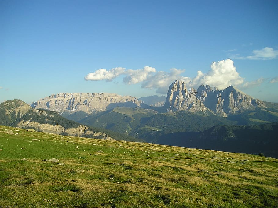 dolomites, sassolungo, plattkofel, sella, sella group, mountains, HD wallpaper