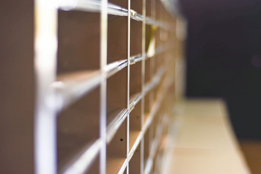 Post, beige wooden rack, office, box, house, business, string instrument HD wallpaper