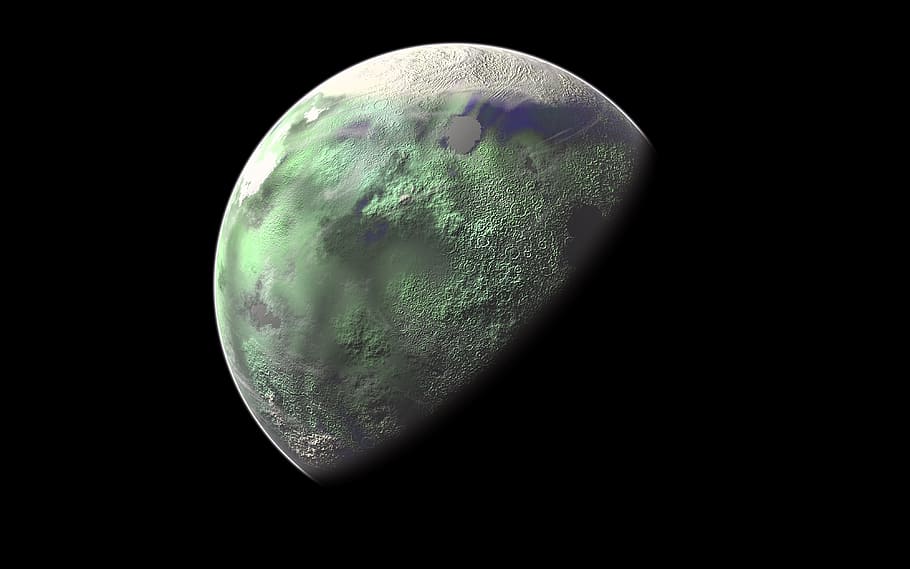 green and gray moon, planet, space, astronomy, world, cosmos HD wallpaper