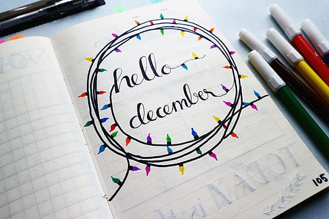Hello December Calligraphy, colorful, colourful, composition HD wallpaper