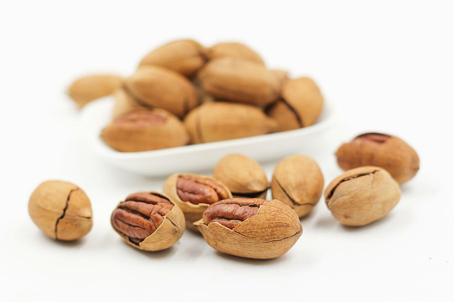 pecan nut lot, pecans, walnuts, food, food and drink, studio shot HD wallpaper