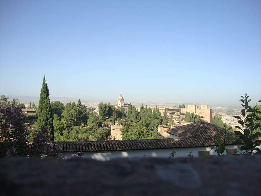 Alhambra, Spain, Sun, Architecture, skyline, city, cityscape HD wallpaper