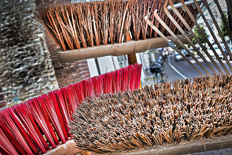 broom, computing, tool, garden tools, work, faceplate, large group of objects HD wallpaper