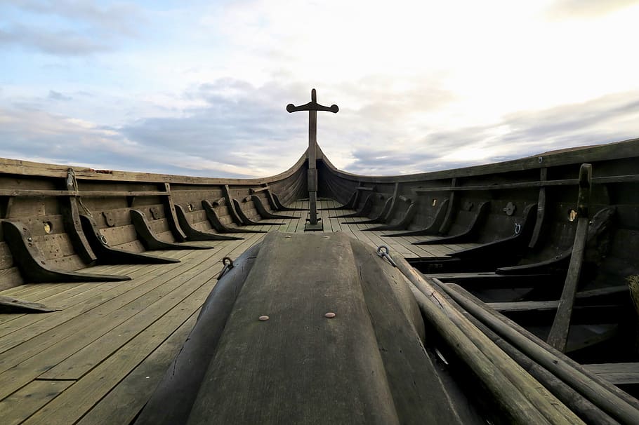 drakkar, wood, sky, cloud - sky, architecture, built structure HD wallpaper
