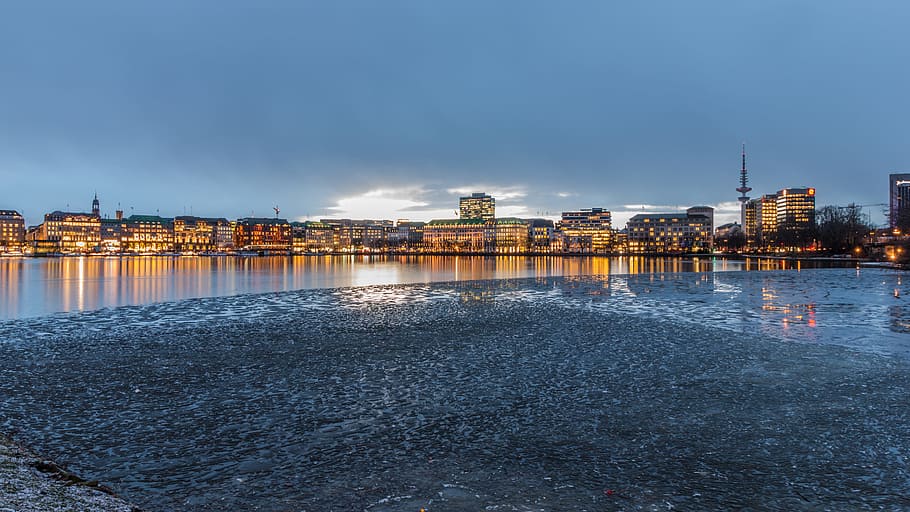 waters, panorama, city, panoramic image, river, hamburg, alster HD wallpaper