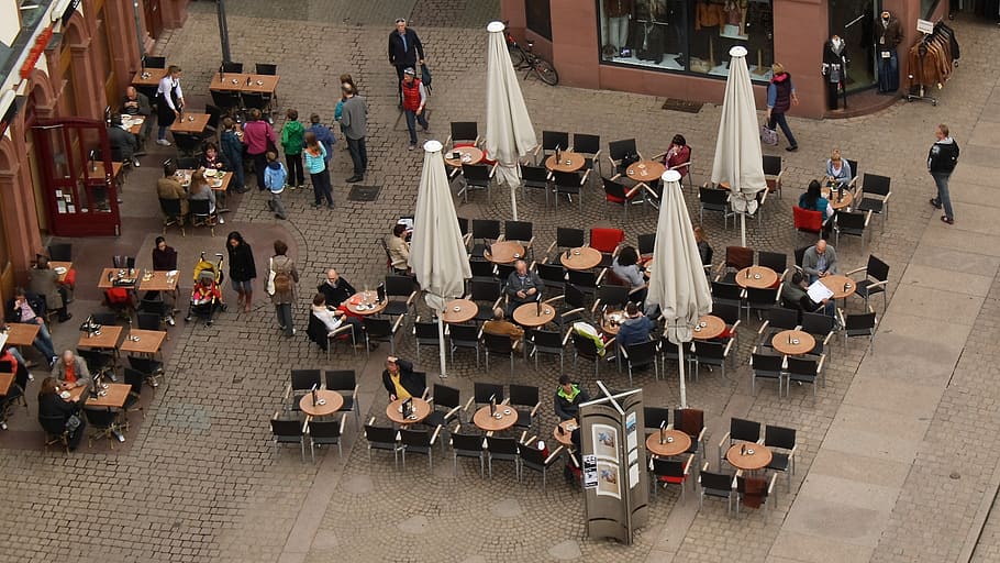 perspective, top, gastronomy, human, chairs, dining tables HD wallpaper