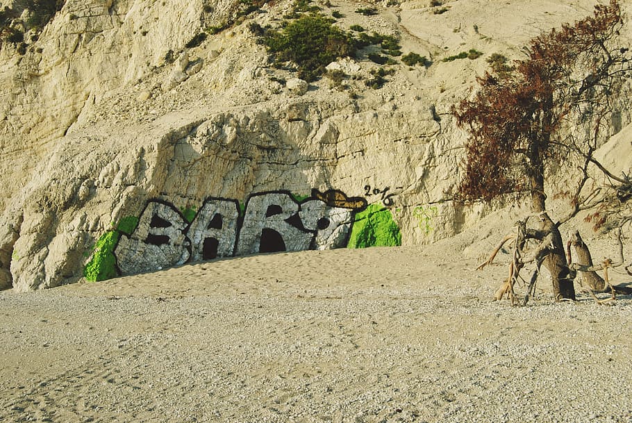 Beach, Paint, Colors, Sand, graffitti, greece, egremni beach HD wallpaper