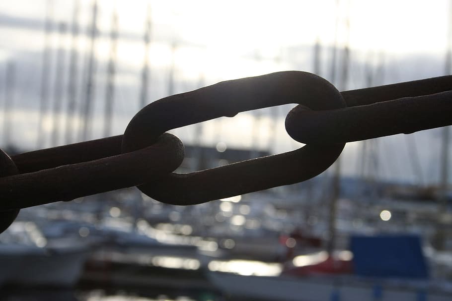 close up photo of link chain, metal, iron, connection, steel HD wallpaper