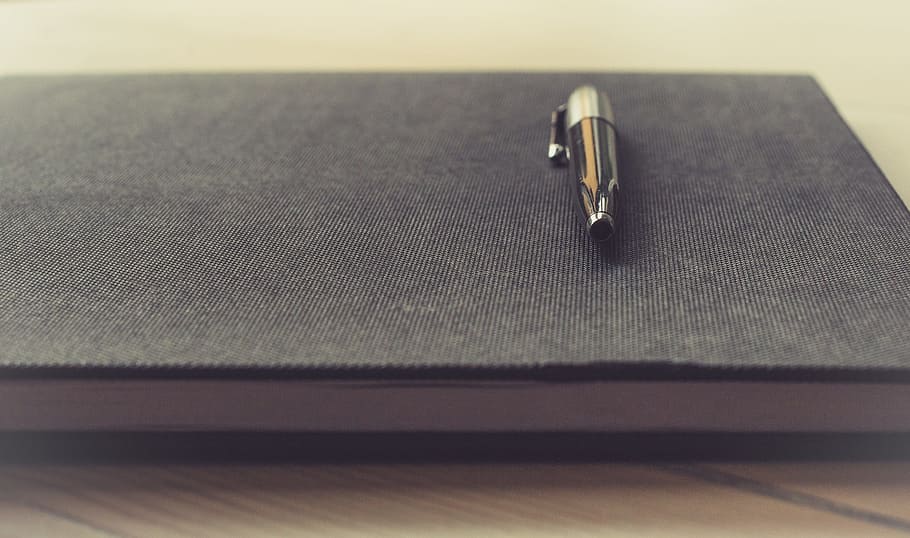 black twist pen, notepad, business, notebook, office, paper HD wallpaper