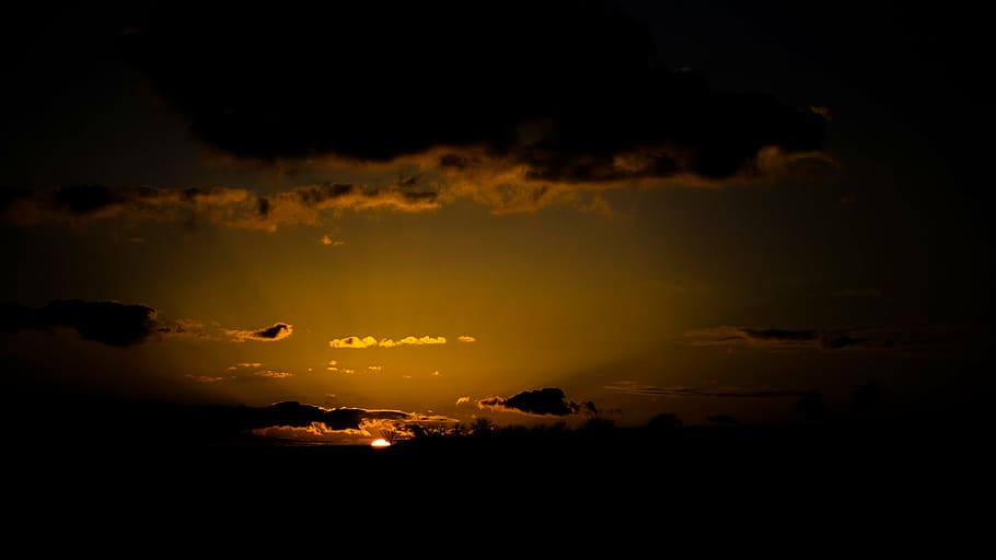 sunset, evening, afterglow, scenics - nature, sky, silhouette HD wallpaper