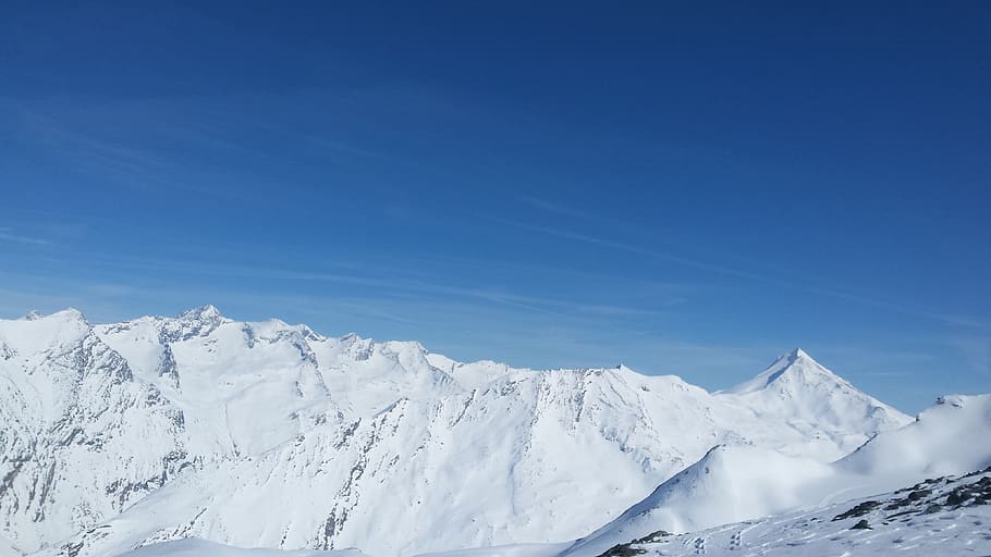 summit, snow, ski, winter, landscape, panoramic, hiking, nature HD wallpaper