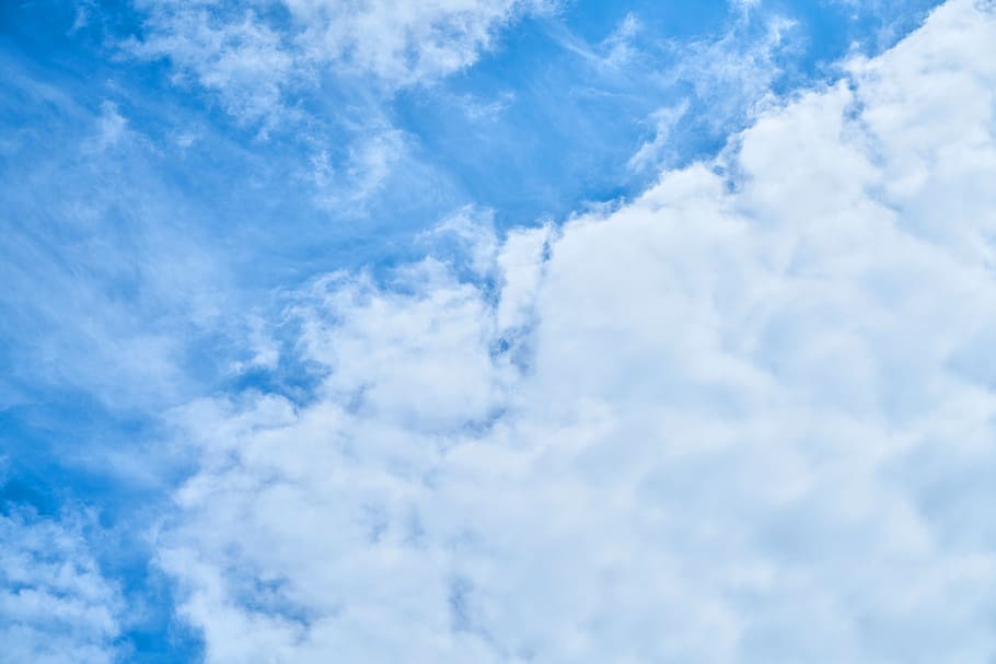 cloudy sky during daytime, blue, white, clouds, white clouds, HD wallpaper