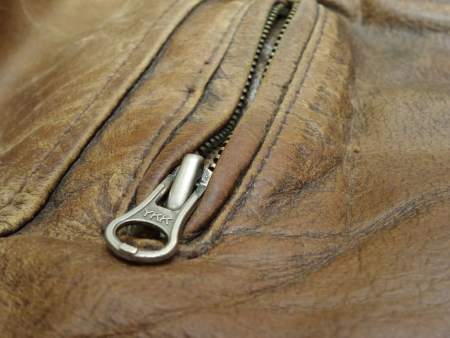 Leather, Jacket, Zip, Vintage, Zipper, close, pocket, work tool HD wallpaper