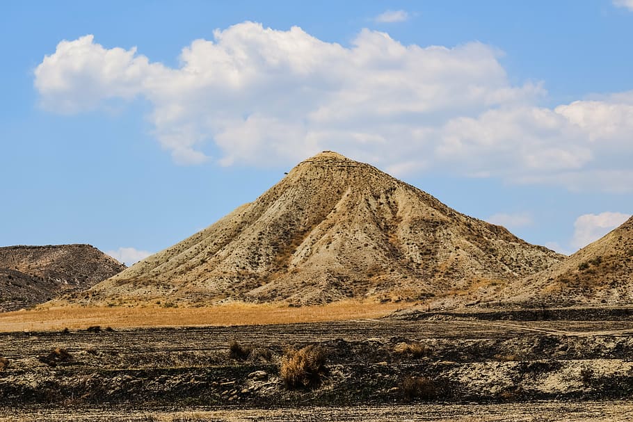 hill, formation, geological, landscape, nature, scenery, fields HD wallpaper