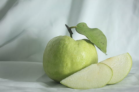 sliced green fruit on white surface, guava, healthy eating HD wallpaper