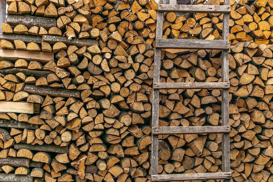 firewood, pile, stack, abundance, large group of objects, log HD wallpaper