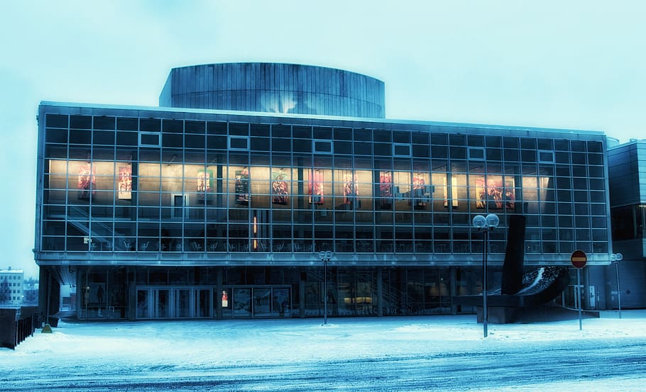 library, winter, snow, ice, oulu, finland, scenic, windows HD wallpaper