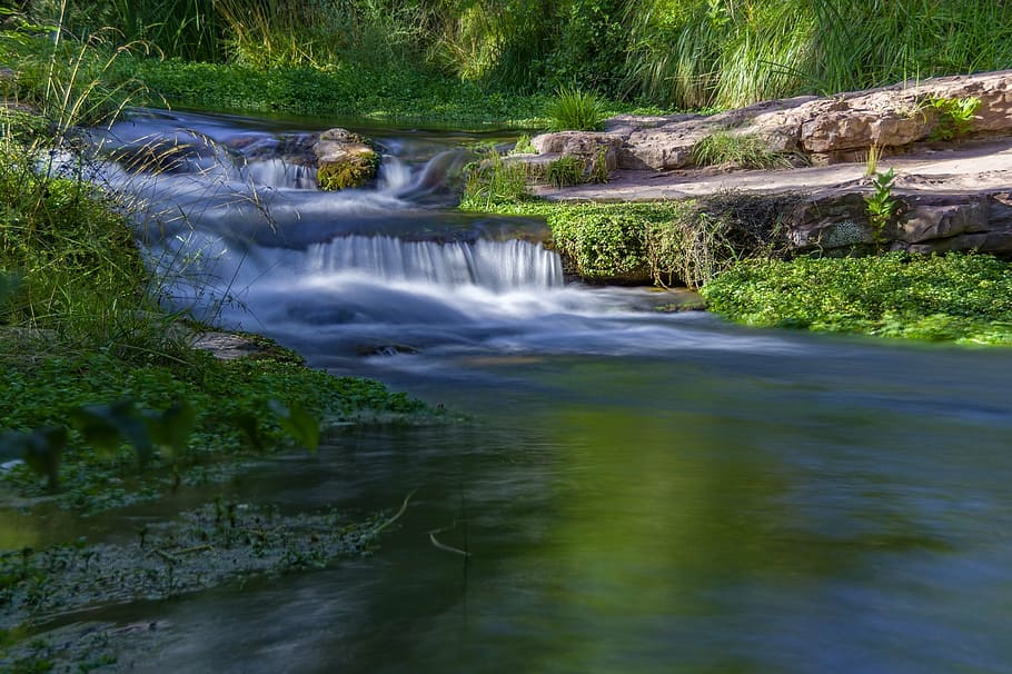 waterfalls photo, landscape, nature, forest, fossil spring HD wallpaper