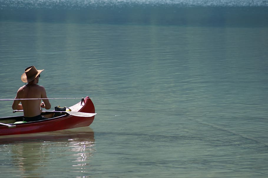 Fish, Canoeing, Lake, Water, Landscape, light reflections, mood, HD wallpaper