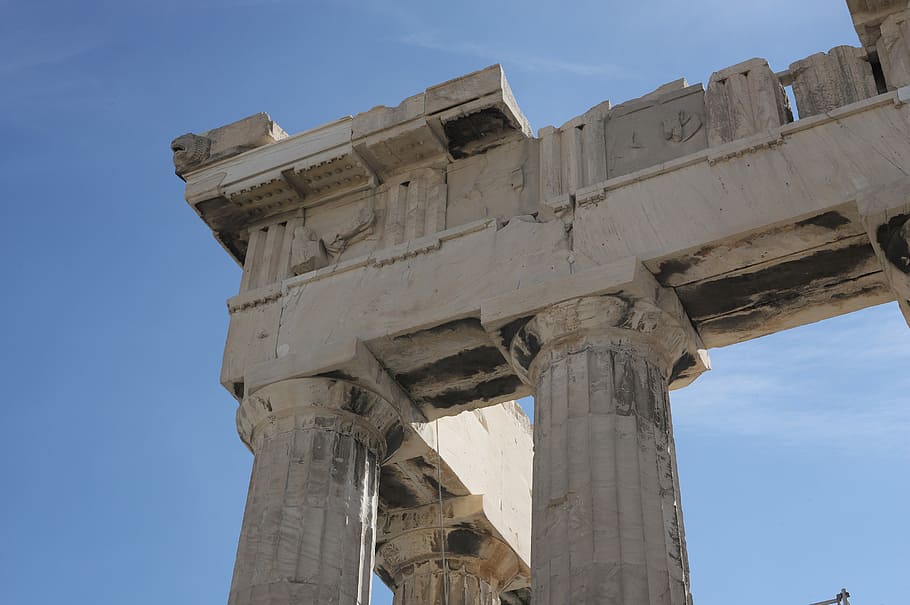 Greece, Sky, Blue Sky, Temple, ancient architecture, old ruin HD wallpaper