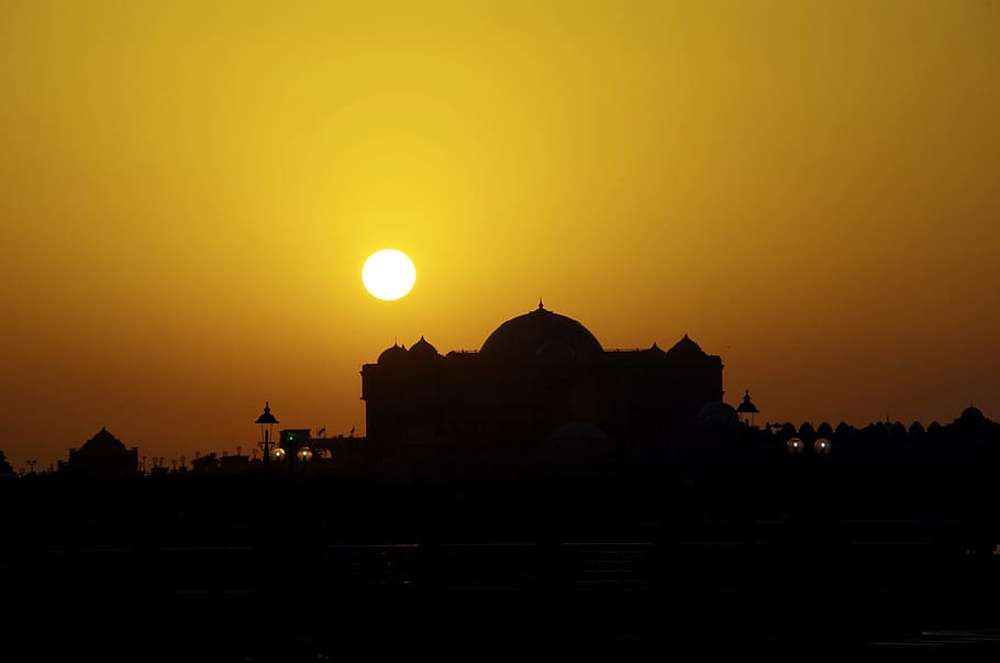 sunset, dusk, silhouette, sky, building exterior, architecture HD wallpaper