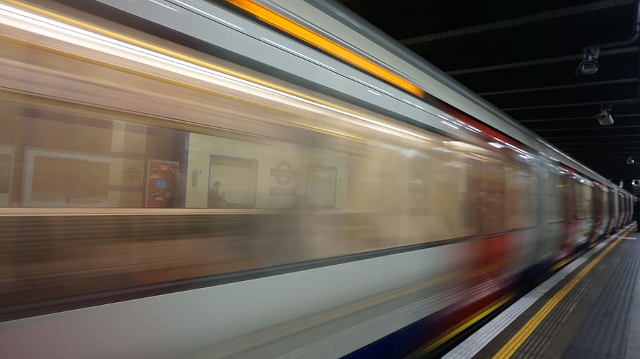 Blurred Motion of Train at Railroad Station, fast, hurry, move HD wallpaper