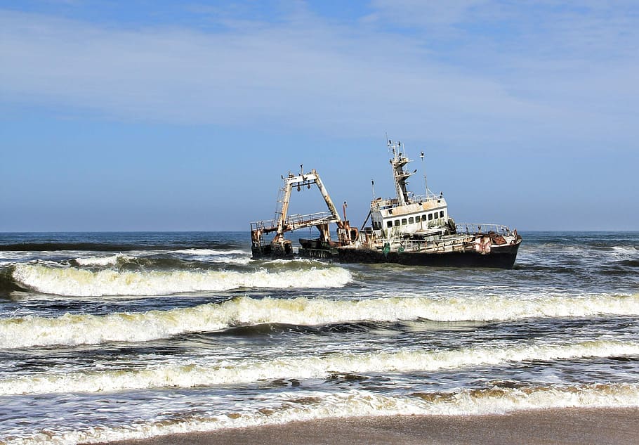 Ship, Wreck, Sea, Old, Water, Rusted, scrap, stranded, shipwreck HD wallpaper