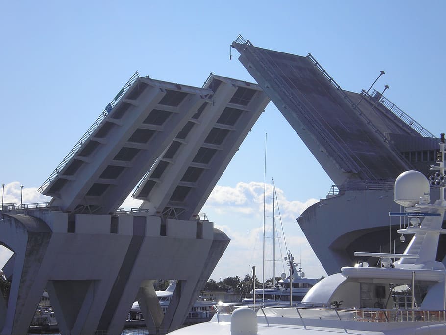 Raising, Bridge, River, raising bridge, freight transportation HD wallpaper