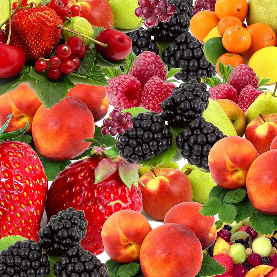 variety of berries, fruit, fruits, fruit mix, nature, health, HD wallpaper