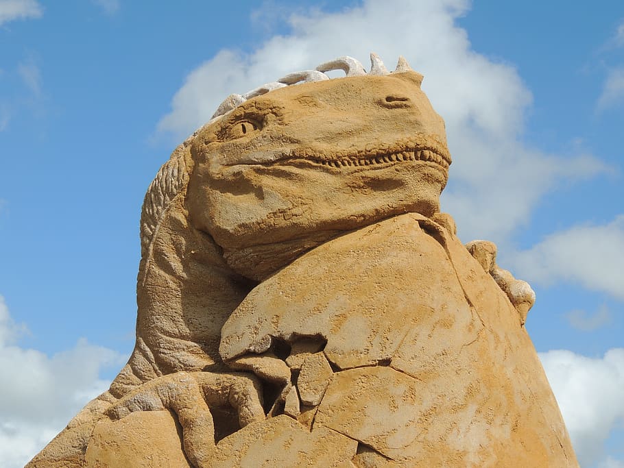 Sand Sculpture, Søndervig, Denmark, art, rock - Object, sky