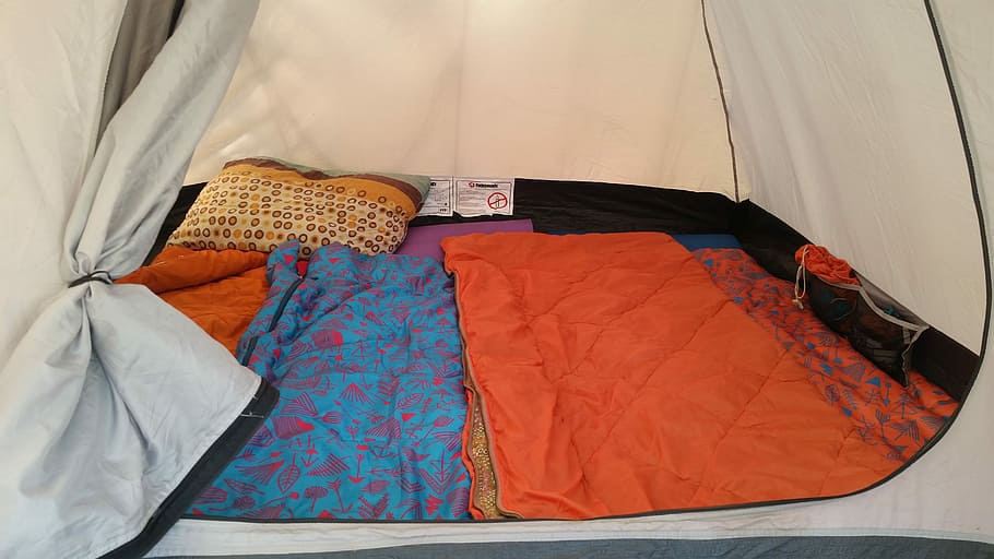 white dome tent, Sleeping Bags, Camping, curtain, textile, no people