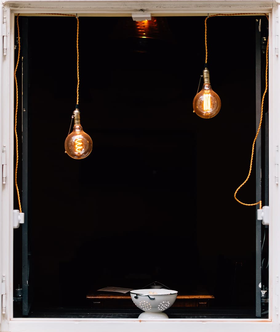 dark, room, light, bulb, wire, hanging, lighting equipment HD wallpaper