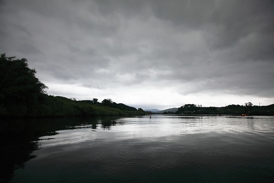 HD wallpaper: river, sea, kayak, sky, cloud - sky, water, beauty in ...