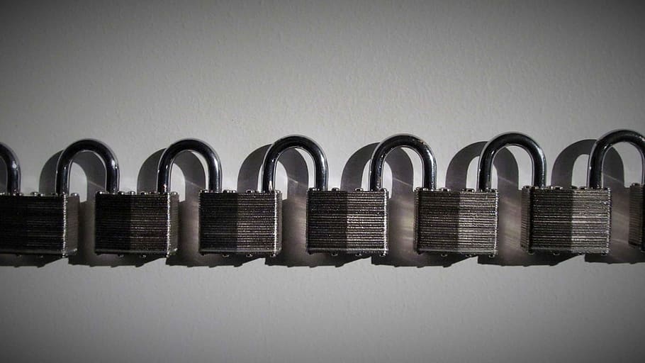 padlocks, row, communication, metal, connection, no people HD wallpaper