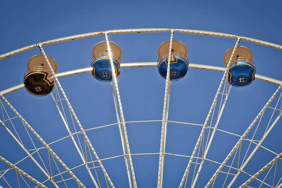 sky, wheel, steel, technology, entertainment, carousel, ferris wheel HD wallpaper