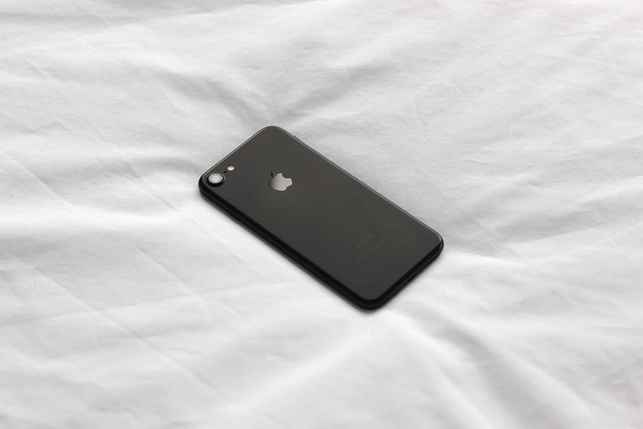 mobile, phone, gadget, apple, white, bed, indoors, high angle view HD wallpaper