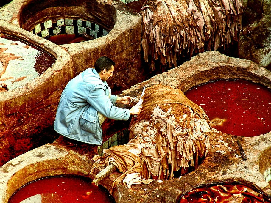 Fez, Tannery, Morocco, Old, Colorful, moroccan, leather, dying HD wallpaper