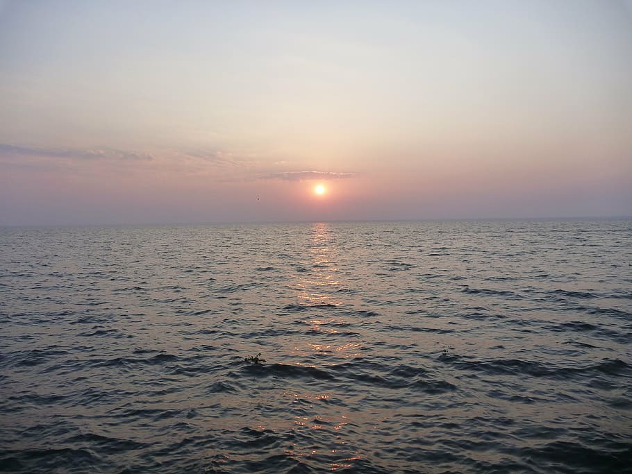 ocean, sunset, sea, calm, dusk, waves, sky, water, scenics - nature HD wallpaper