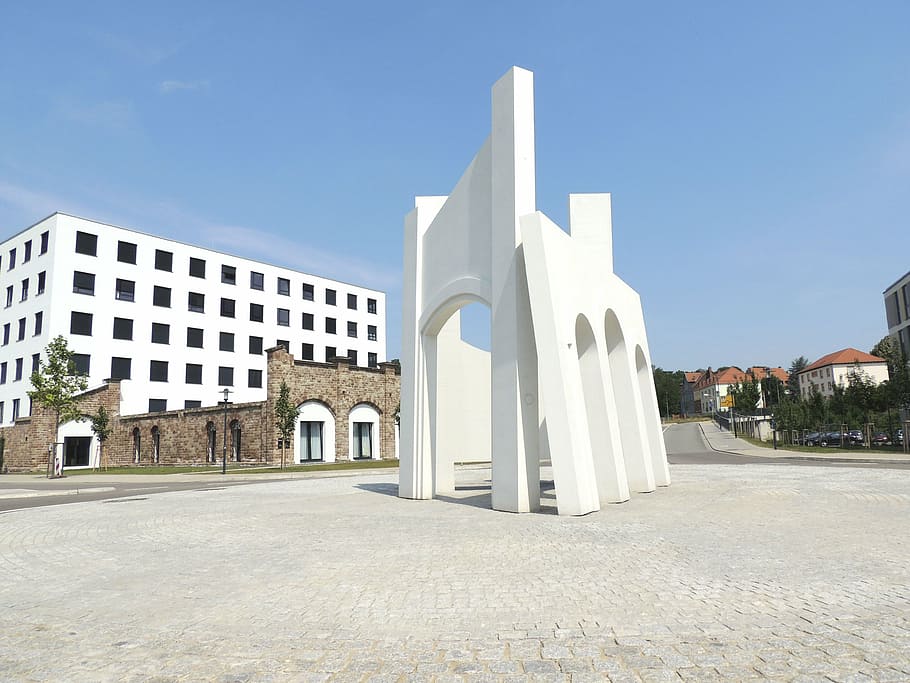 architecture, perspective, white, figure, art, sculpture, built structure HD wallpaper