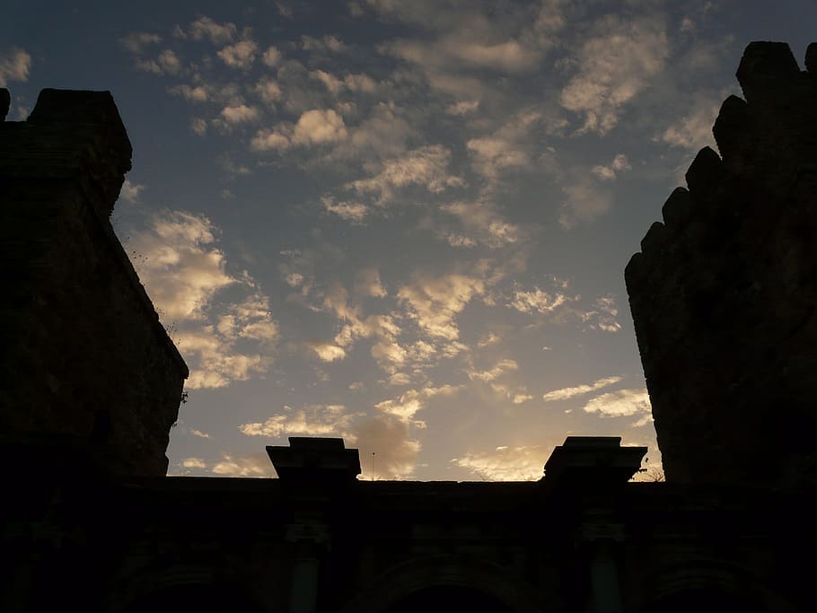 Building, Shadow, Back Light, Fireplace, hadrian's gate, antalya HD wallpaper