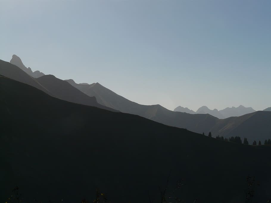 trettachspitze, mountains, mountain panorama, aelpelesattel